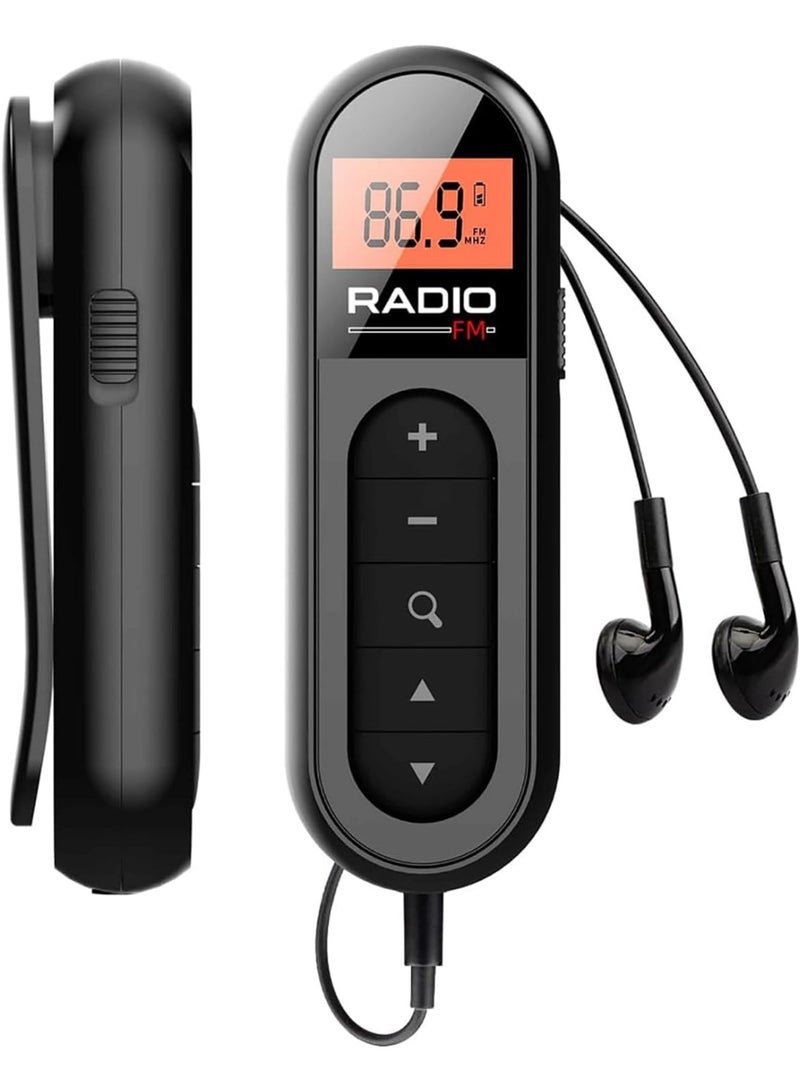 Portable Radio, Rechargeable Pocket Transistor Radio with Reception Digital Tuning, LCD Screen with Backlight,Belt Clip, Stereo Sound Earphone Jack for Gym, Jogging, Walking, Camping - Image 1
