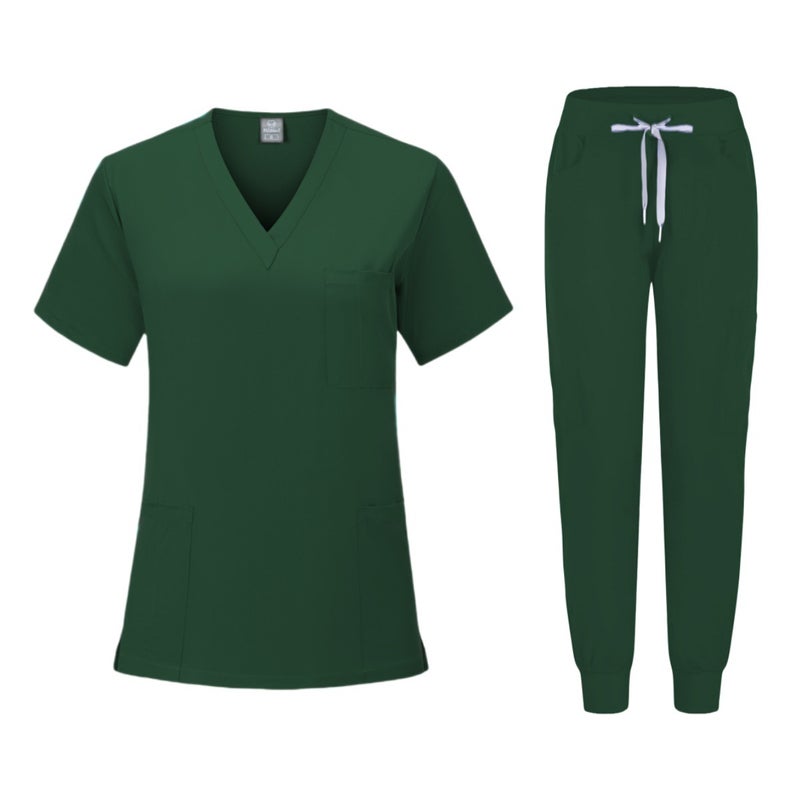 Quick-Dry Stretch Scrub Set Womens Short Sleeve Workwear 82005 white  - Image 2
