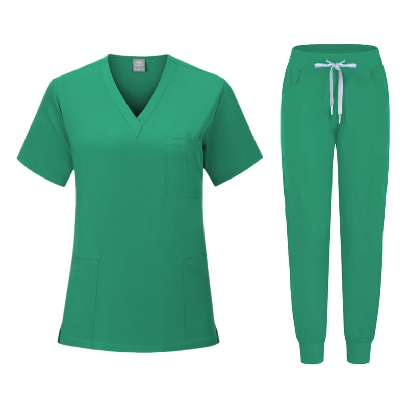 Quick-Dry Stretch Scrub Set Womens Short Sleeve Workwear 82005 white  - Image 3