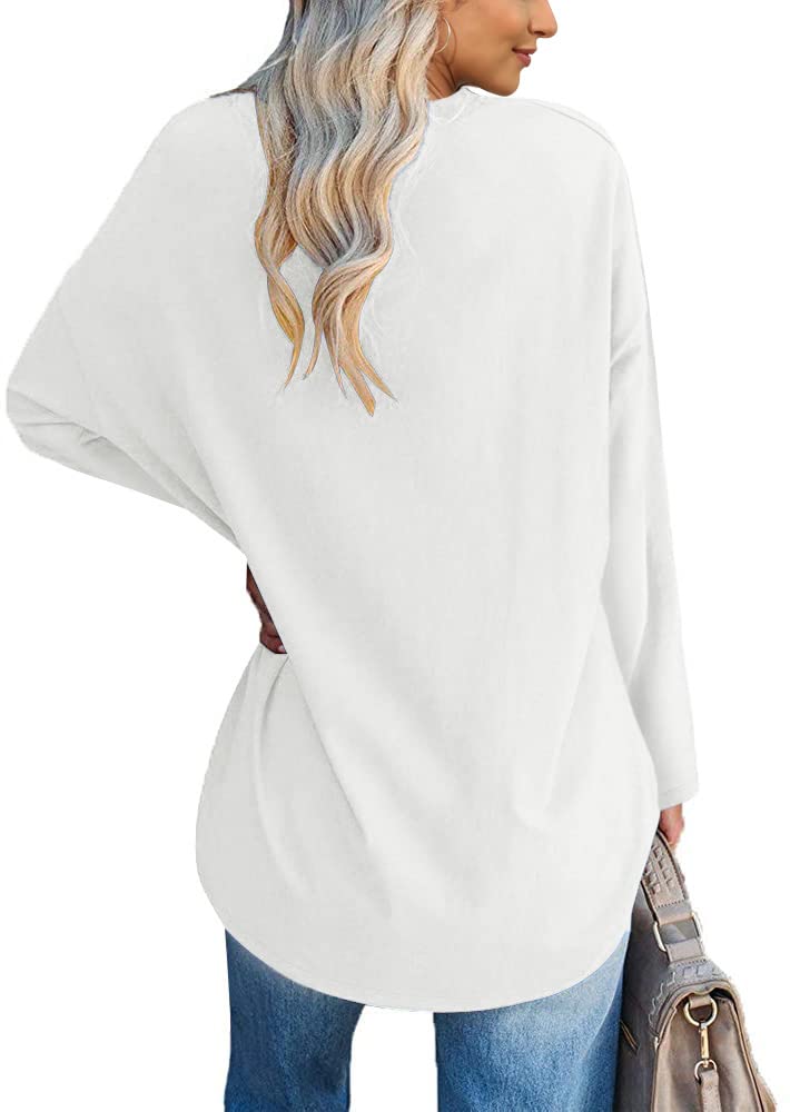 Fazortev Womens Oversized Long Sleeve Queen of Hearts Graphic T Shirts V Neck Casual Loose Fit Tees Tunic Tops White - Image 2