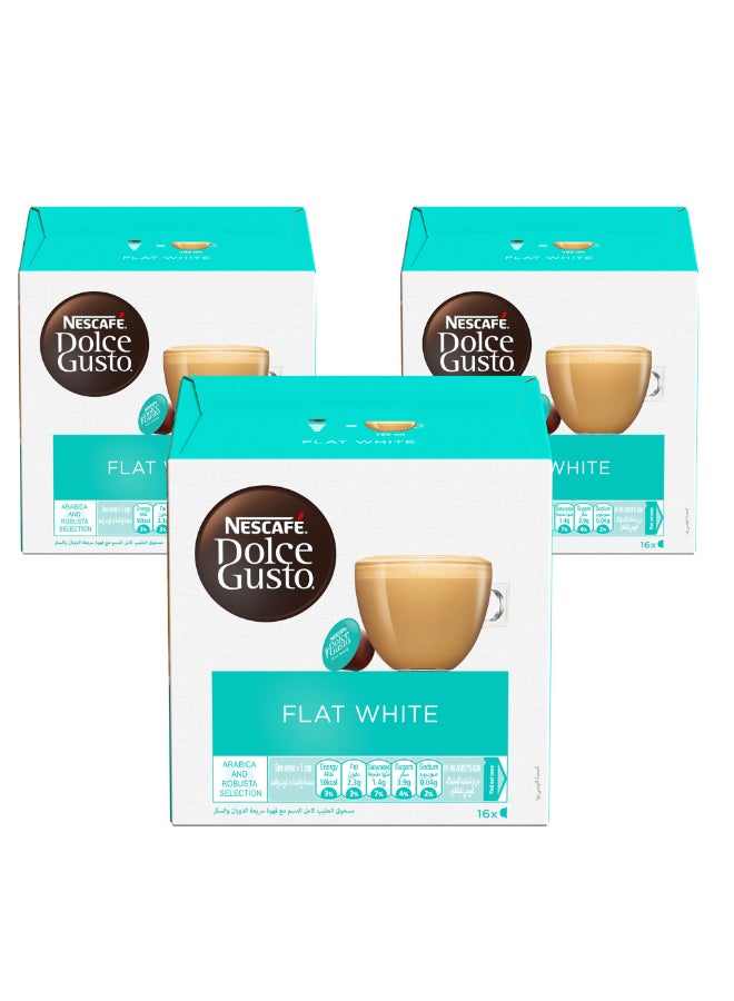 Nescafe Dolce Gusto Flat White Coffee 16 Capsule 187.2grams Pack of 3 - Image 1