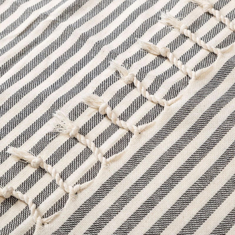 Hot Selling Customizable Turkish Tassel Beach Towel Striped Wearable Original Color Cotton Bath Towel Cushion Tablecloth(Blue 25-6, 100X180CM/360g) - Image 4