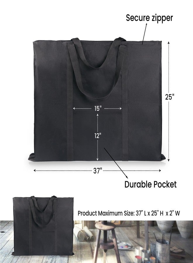 JJRING حقيبة حمل فنية خفيفة الوزن من الداكرون من JJRING، مقاس 25 × 37 بوصة، مناسبة لحافظات مقاس 24 × 36 بوصة، لون أسود، لحفظ الملصقات والرسومات التخطيطية والرسم. - Image 2