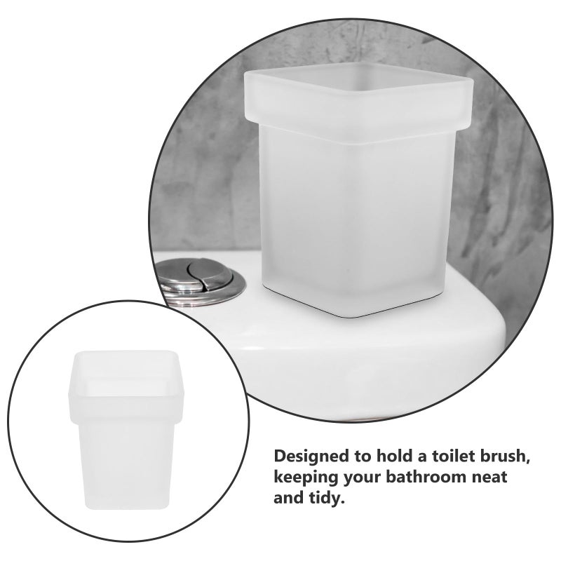 Matte Ceramic Square Toilet Brush Holder Bathroom Storage Cleaning Cup - Image 4