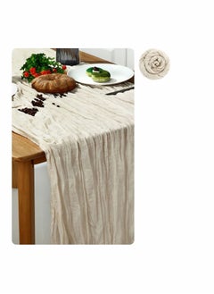 Y&D Cheesecloth Table Runner 35 x 118 Inch Gauze Tablecloth Boho Wedding Decor 10 Ft Rustic Decorations Vintage Centerpieces for Reception Bridal Shower Birthday (1 Pack Beige)  - Image 1