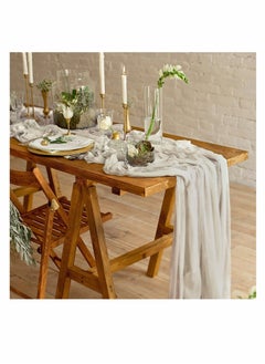 Y&D Cheesecloth Table Runner 35 x 118 Inch Gauze Tablecloth Boho Wedding Decor 10 Ft Rustic Decorations Vintage Centerpieces for Reception Bridal Shower Birthday (1 Pack Beige)  - Image 3