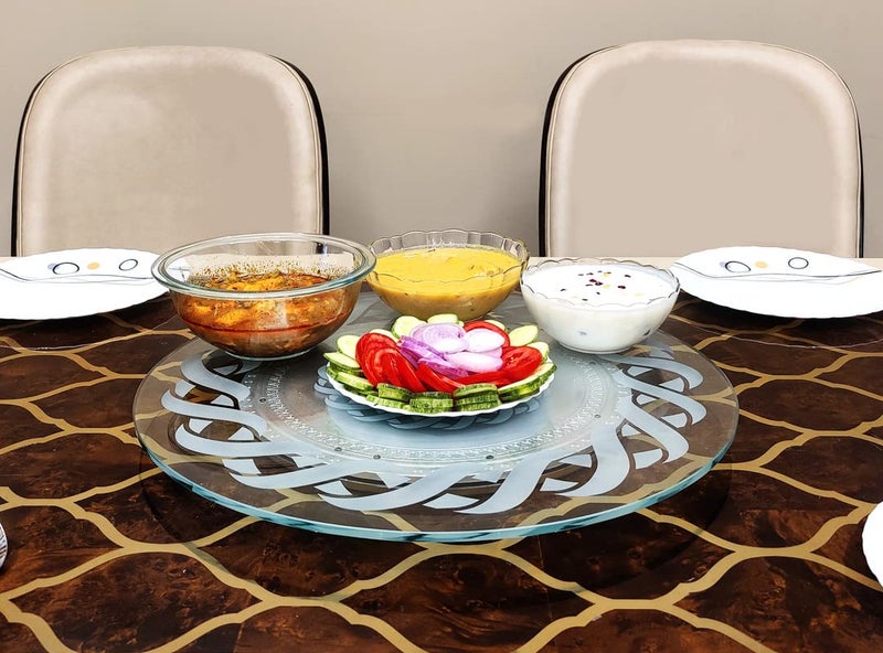 appeasy Glass Lazy Susan TurntableRound Tabletop Rotating Tray Display Plate Revolving Stand for Dining Table CardiffDiameter24inch - Image 1