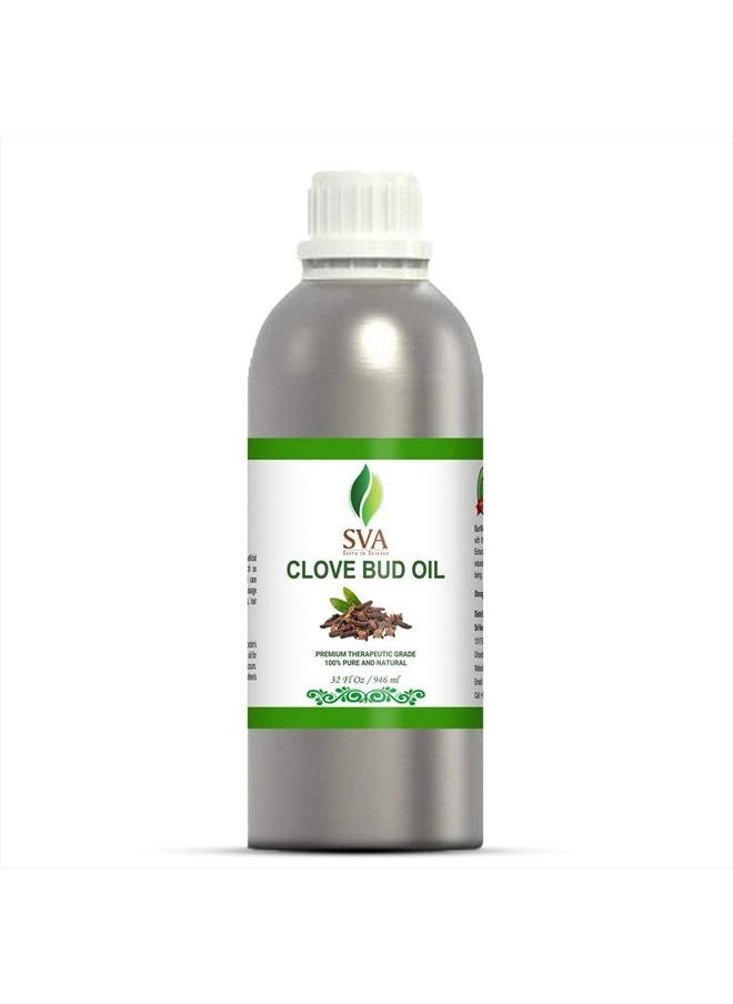 SVA Organics - SVA Clove Bud Essential Oil 32 Oz 100% Pure Natural Undiluted Premium Therapeutic Grade Oil Huge Bottle for Skin, Teeth, Diffuser, Aromatherapy - Image 1