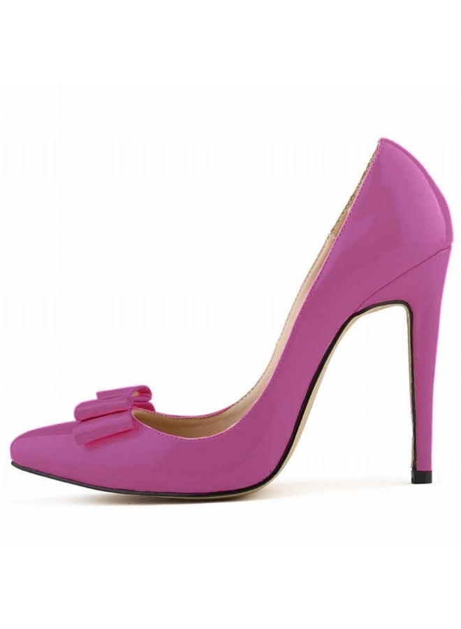 Loquat Ladylike Versatile Pointed Toe Candy Color Bow Stiletto Heels Purple - Image 2