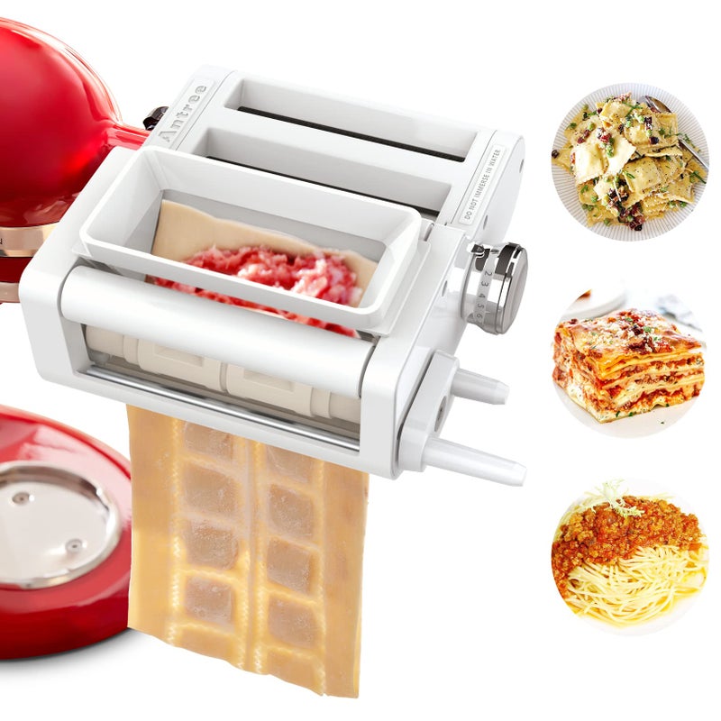 ANTREE 3-IN-1 Pasta Attachment & Ravioli Attachment for KitchenAid Stand Mixers, Pasta Maker Assecories included Pasta Sheet Roller, Spaghetti Cutter and Ravioli Maker Attachment - Image 1