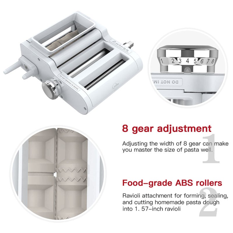 ANTREE 3-IN-1 Pasta Attachment & Ravioli Attachment for KitchenAid Stand Mixers, Pasta Maker Assecories included Pasta Sheet Roller, Spaghetti Cutter and Ravioli Maker Attachment - Image 4