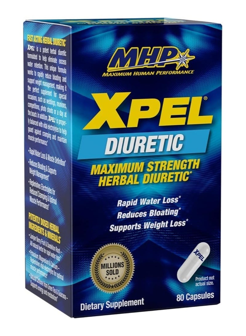 MHP XPEL Diuretic, Rapid Water Loss, Dietary Supplements - 80 Capsules - Image 1
