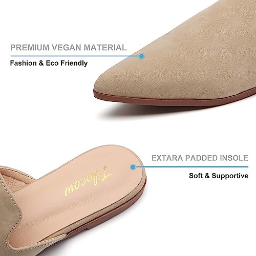 Tilocow Mules for Women Flats Pointed Toe Slip On Backless Loafers Flat Mule Business Casual Shoes Slides - Image 4