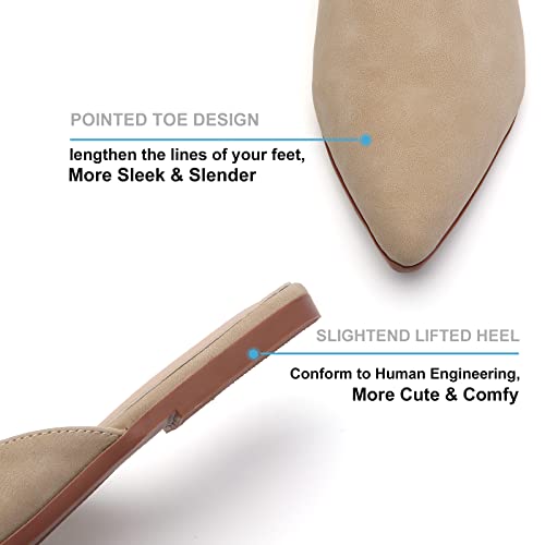 Tilocow Mules for Women Flats Pointed Toe Slip On Backless Loafers Flat Mule Business Casual Shoes Slides - Image 3