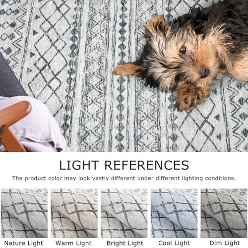 KUTA Moroccan Washable Hallway Runner Rug, 2x6 Non-Slip Vintage Grey Boho Rugs Kitchen Runners Ultra Soft Distressed Geometric Floor Carpet for Bedroom Laundry Living Room - Image 5