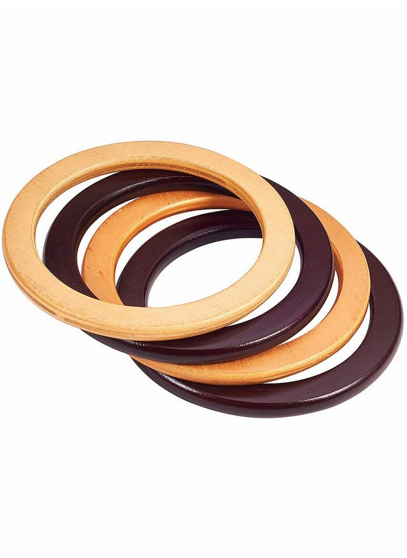 Excefore Wooden Bag Handles, 4 Pcs Round Shaped Replacement Purse Handles, 13.5 cm Handbag DIY Accessories  - Image 1