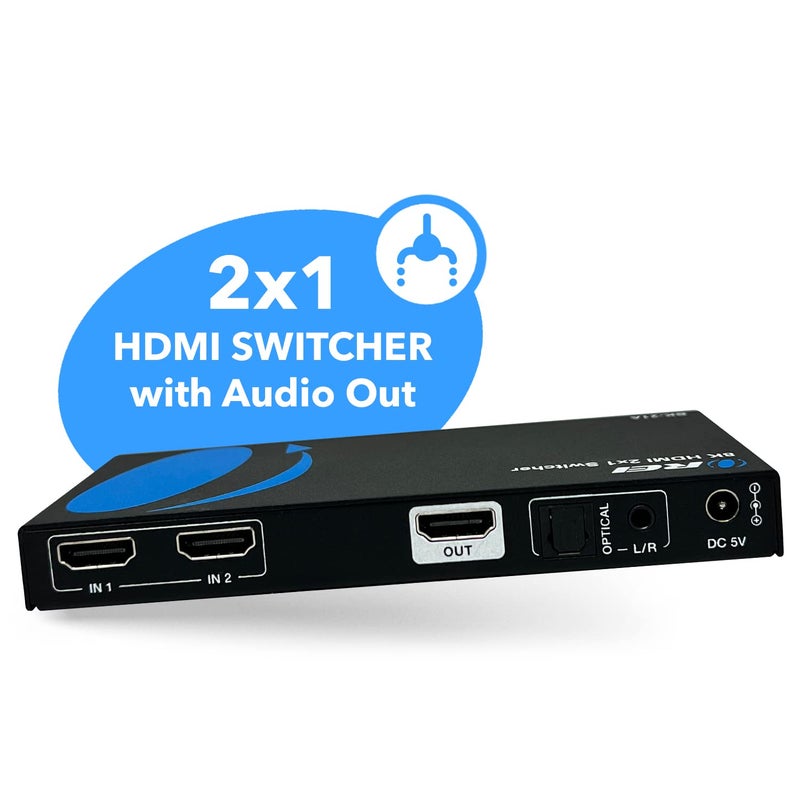 OREI 8K HDMI 2.1 Switch 4K@120hz Switcher 2 in 1 Out, with Audio Extraction 48Gbps Bandwidth, Ideal for Gaming and Streaming (BK-21A) - Image 2