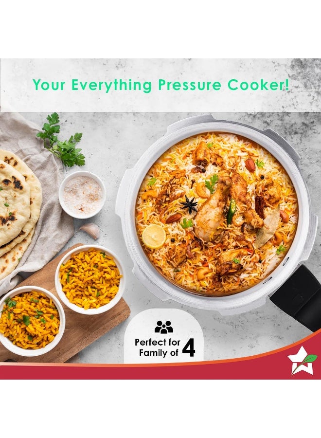 Wonderchef Outer Lid Ultima Pressure Cooker, 3 litres, 3.25 mm Heavy Encapsulated Bottom, Bakelite Handles for Durability, Induction Friendly (Aluminium, Silver) - Image 3