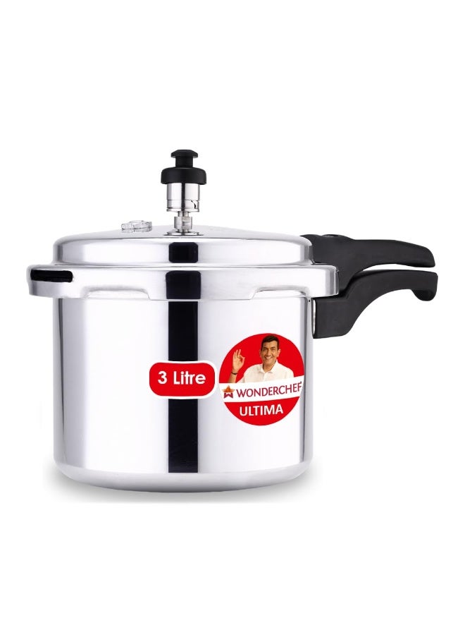 Wonderchef Outer Lid Ultima Pressure Cooker, 3 litres, 3.25 mm Heavy Encapsulated Bottom, Bakelite Handles for Durability, Induction Friendly (Aluminium, Silver) - Image 1