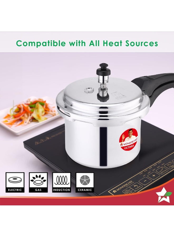 Wonderchef Outer Lid Ultima Pressure Cooker, 3 litres, 3.25 mm Heavy Encapsulated Bottom, Bakelite Handles for Durability, Induction Friendly (Aluminium, Silver) - Image 4