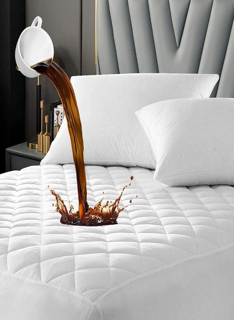 Quilted Mattress Protector Extra Deep Fitted Sheet Cover 140X200+25cm - Image 1