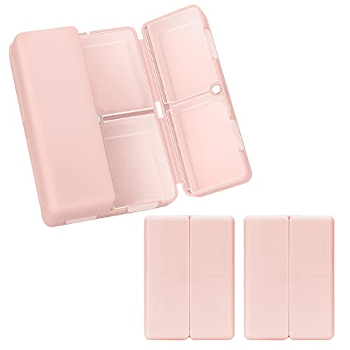 FYY Daily Pill Organizer,2 Pcs 7 Compartments Portable Pill Case Travel Pill Organizer,[Folding Design] Pill Box for Purse Pocket to Hold Vitamins,Cod Liver Oil,Supplements and Medication-Pink - Image 1