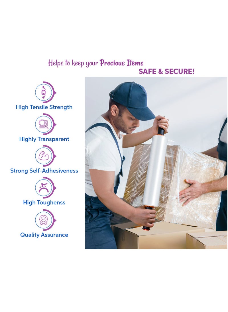Hi Care - Clear Stretch Film Wrap Cling Film Luggage wrapping Plastic Roll For Moving Shrink Wrap Plastic Roll Cling Wrap For Luggage - Image 1