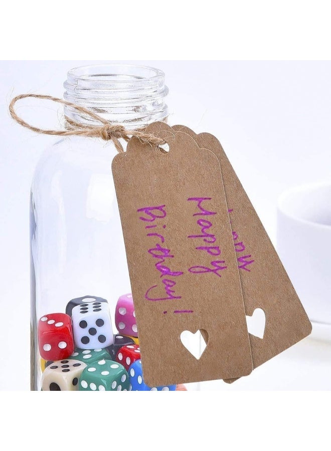 Premify 200  Pieces Brown Kraft Paper Gift Tags With 25M Natural Jute Twine | Gifts Wrap With These Rectangle Hollow Heart Hang Labels - Ideal Tag For Use On Birthdays - Image 5