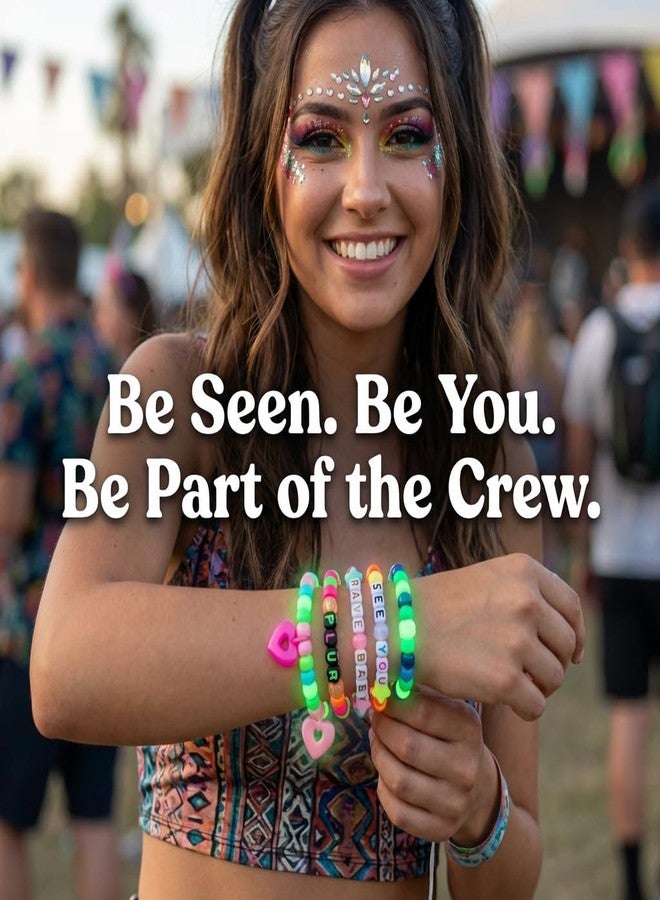 TheClover 16 Pcs Rave Bracelets Set - Glow in The Dark & Sound Activated Stretch Bracelets, Multi-Color Beaded Music Festival Gifts, Party Favors for Women Men - Image 5