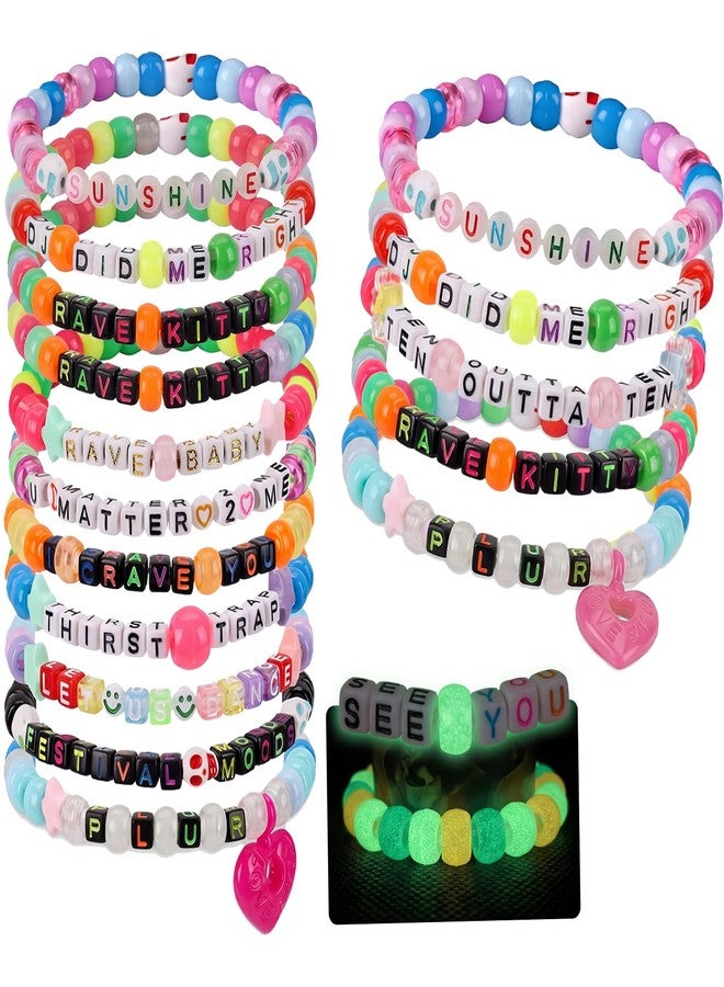TheClover 16 Pcs Rave Bracelets Set - Glow in The Dark & Sound Activated Stretch Bracelets, Multi-Color Beaded Music Festival Gifts, Party Favors for Women Men - Image 1