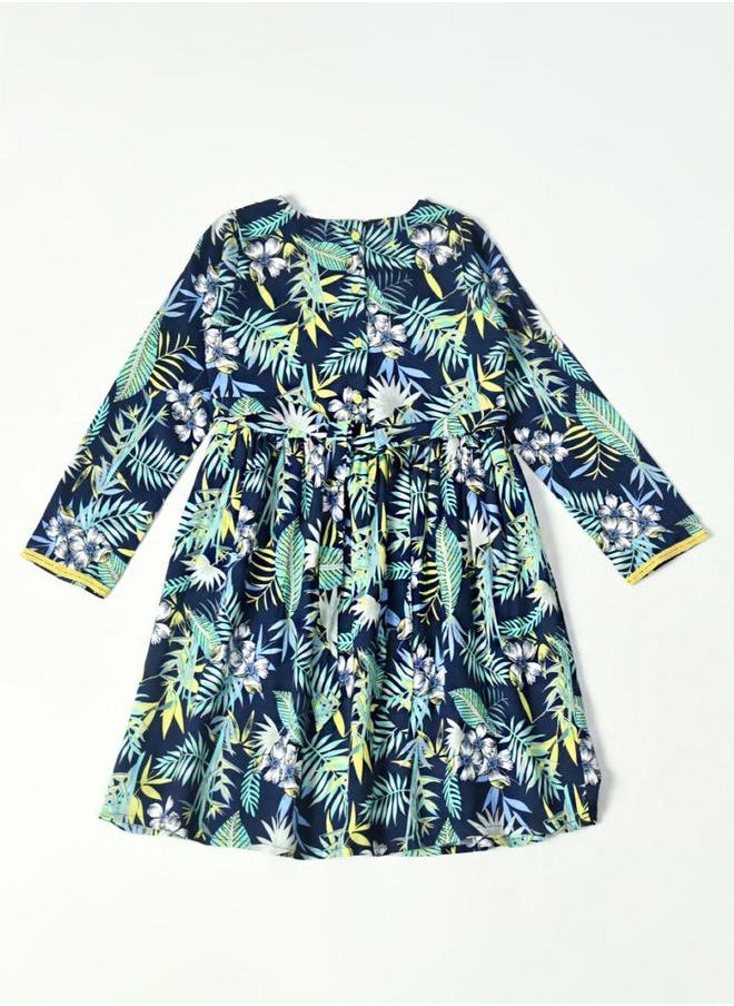 BELLA MODA All-Over Print Button Detail Dress with Long Sleeves by Styli  - Image 2