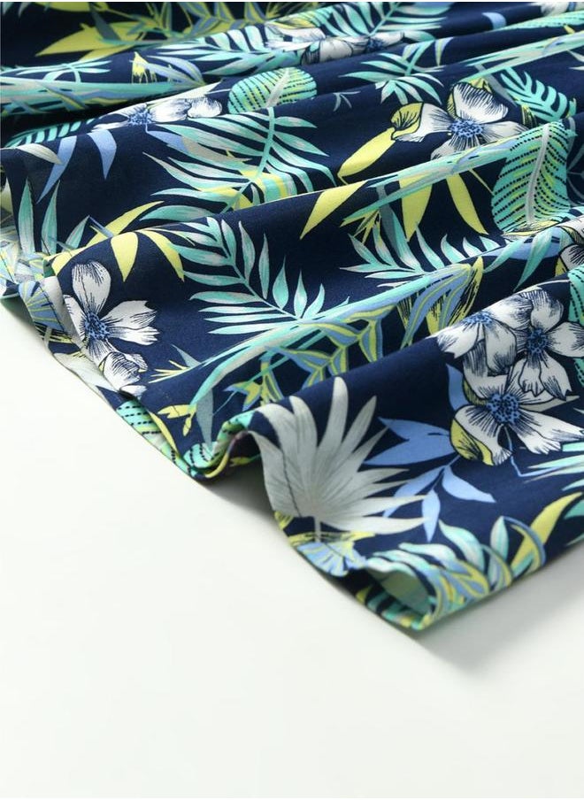 BELLA MODA All-Over Print Button Detail Dress with Long Sleeves by Styli  - Image 4