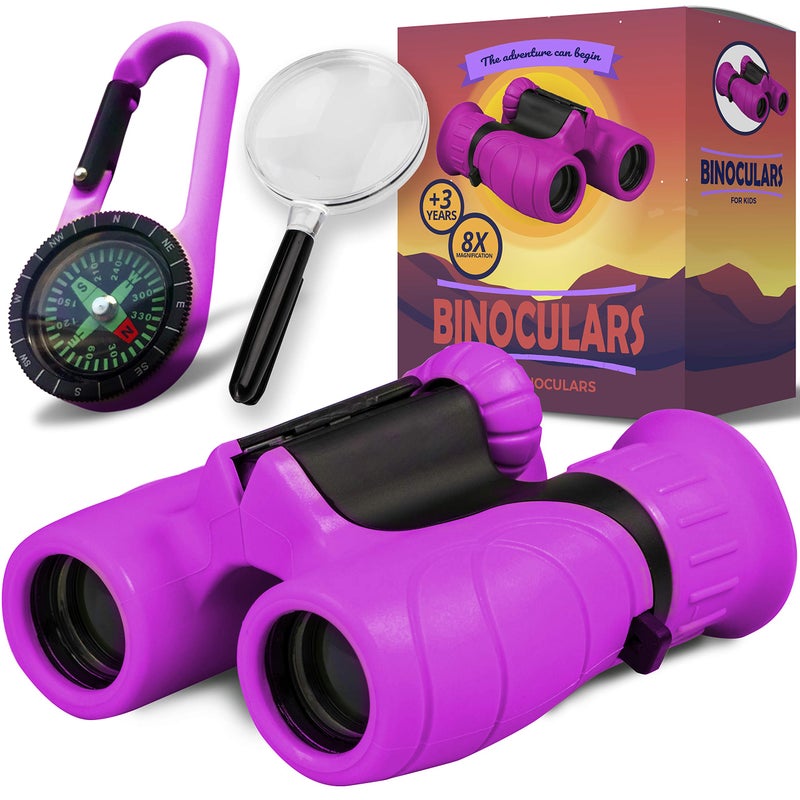 Promora Binoculars for Kids Perfect Toy for Little Boys and Girls Extensive Set Incl Magnifying Glass Compass Powerful Magnification 8X21 3 to 12 Year Old Kids for Toddler - Image 2
