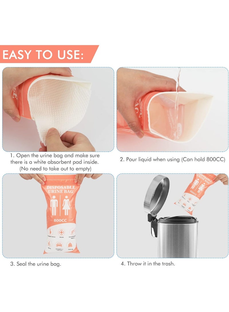 حقيبة بول للاستخدام مرة واحدة، 12 حقيبة تبرز للسفر للنساء/الرجال، حقيبة بول محمولة للطوارئ بسعة 800 مل وحقيبة للتقيؤ، حقيبة بول للجنسين للتخييم، وازدحام المرور، والحوامل، والمرضى، والأطفال - Image 5