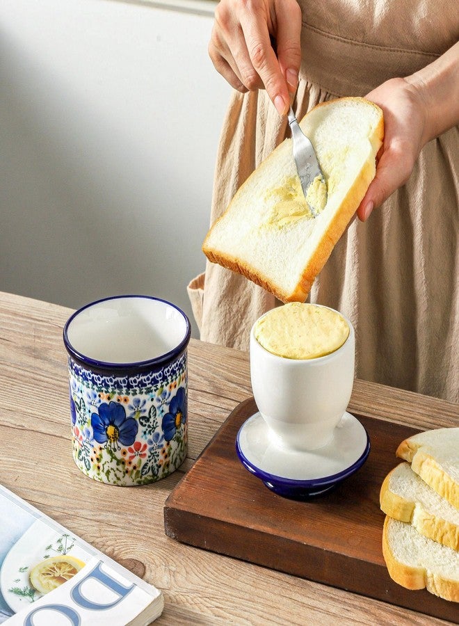 Lyeec French Butter Crock with Lid for Countertop,Handpainted Floral Butter Keeper with Water Seal Line, Farmhouse Ceramic Butter Container Airtight for Soft Spreadable Butter,Housewarming Gifts - Image 5