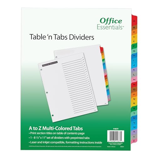 Office Essentials 11677 Table 'n Tabs Dividers, 26-Tab, Letter - Image 1