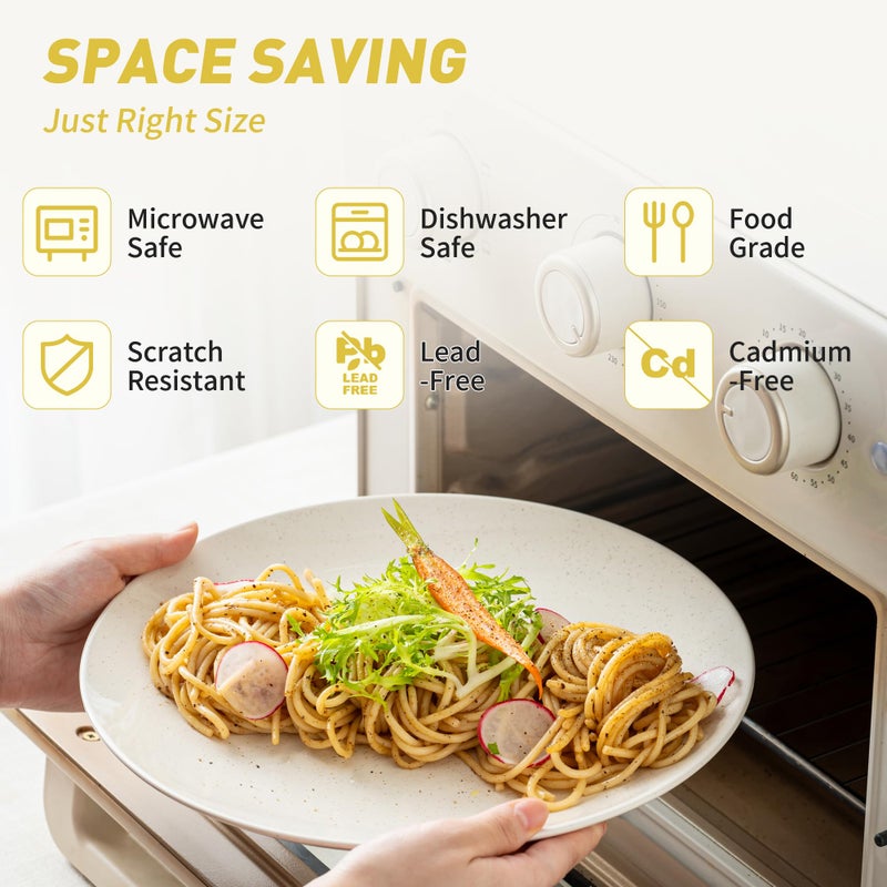 Dafuceramic Plates and Bowls Sets, 12 Pieces Modern Stoneware Dinnerware Set for 4 Kitchen Dinner Set Ceramic Dishware Dishes Set Microwave and Dishwasher Safe (White) - Image 3