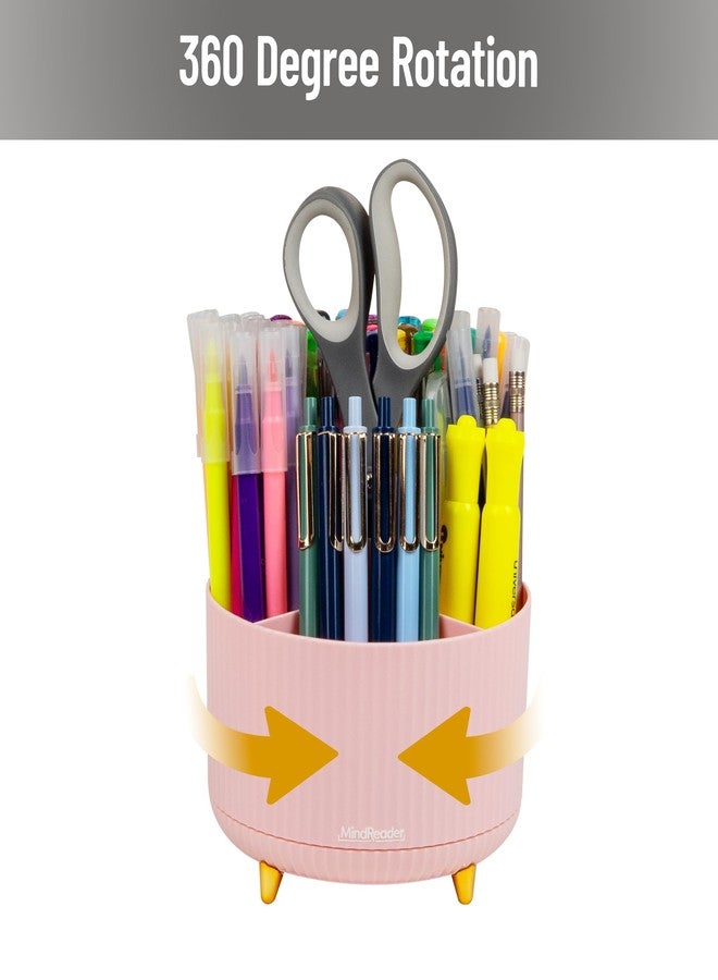 Mind Reader Rotating Pen Cup, Accessory Holder, Desktop Organization, Office, Plastic, 5.75" L x 5.75" W x 4.75" H, Pink - Image 4