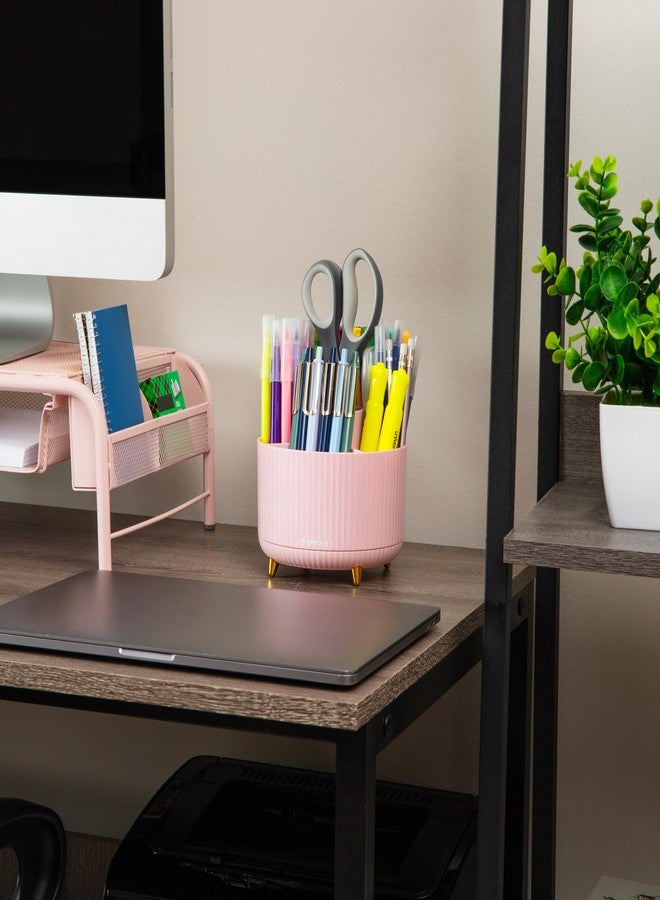 Mind Reader Rotating Pen Cup, Accessory Holder, Desktop Organization, Office, Plastic, 5.75" L x 5.75" W x 4.75" H, Pink - Image 2
