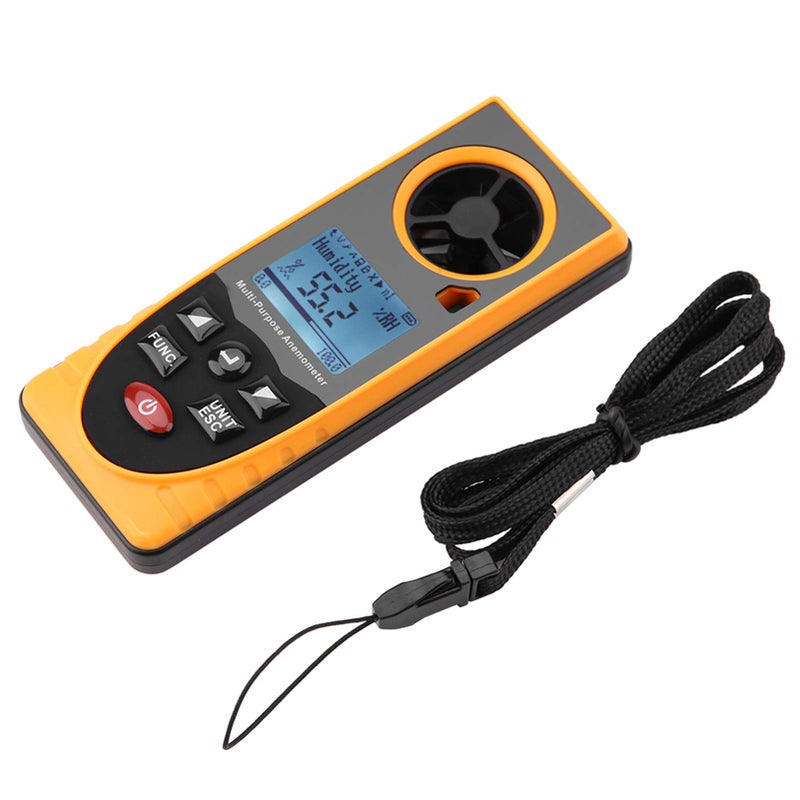 مقياس تدفق الهواء الرقمي، مقياس شدة الرياح، شاشة LCD لعرض سرعة الرياح ودرجة الحرارة والرطوبة وقياس CFM - Image 3