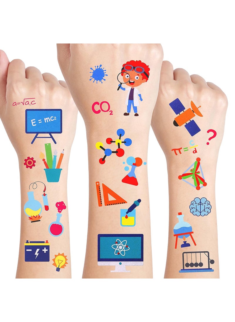 Cleverplay - 24 Sheets Science Temporary Tattoos, Birthday Decorations Science Party Favors - Image 1