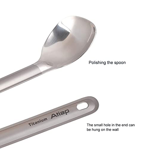 ATiAP Titanium Long Handle Spoon Spork, 8.46" Long Titanium Camping Spoon with Polished Bowl, Suitable for Outdoor Camping Hiking Picnic - Image 5