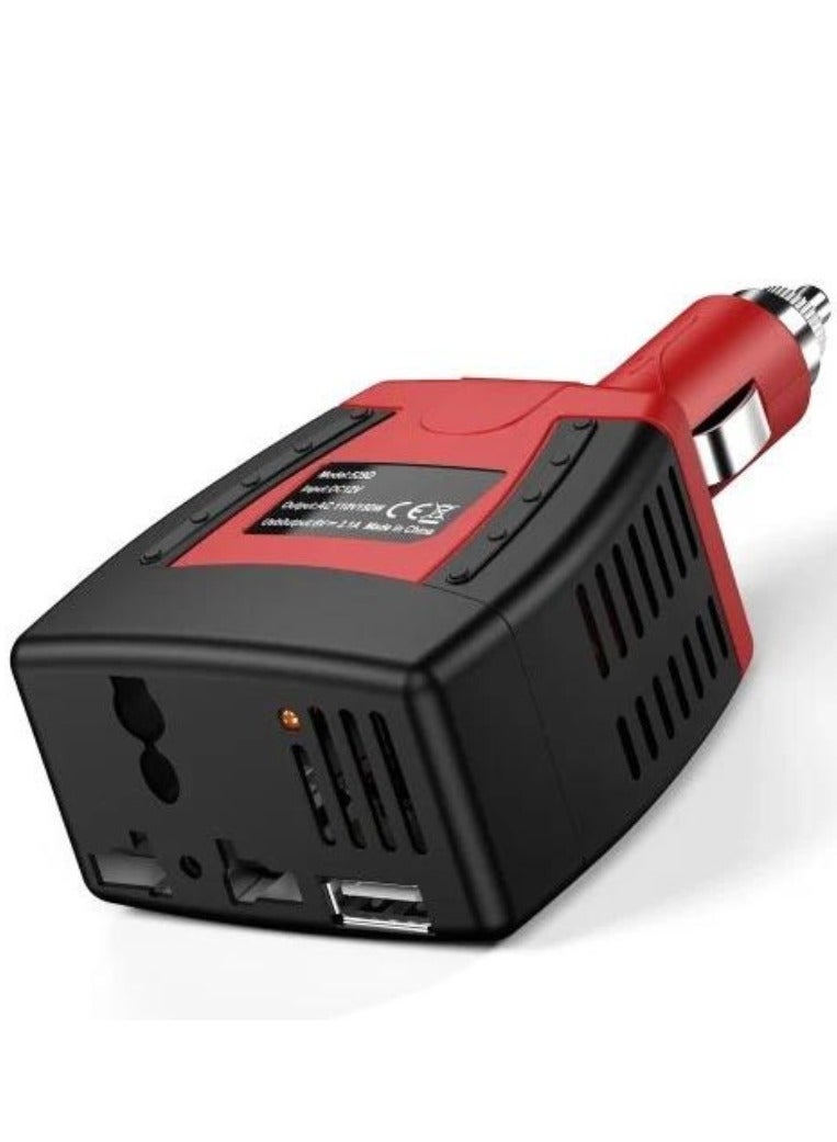 Denx 150W Car Power Inverter with Universal UK/US/EU Plug & 1 USB Port | Converts 12V DC to AC 220V for Charging Laptops, Phones, Tablets & More | Fast USB Charging Adapter for Vehicles | Portable Power Converter for Car, Truck, RV | Safe, Lightweight & Travel-Ready Design - Image 1