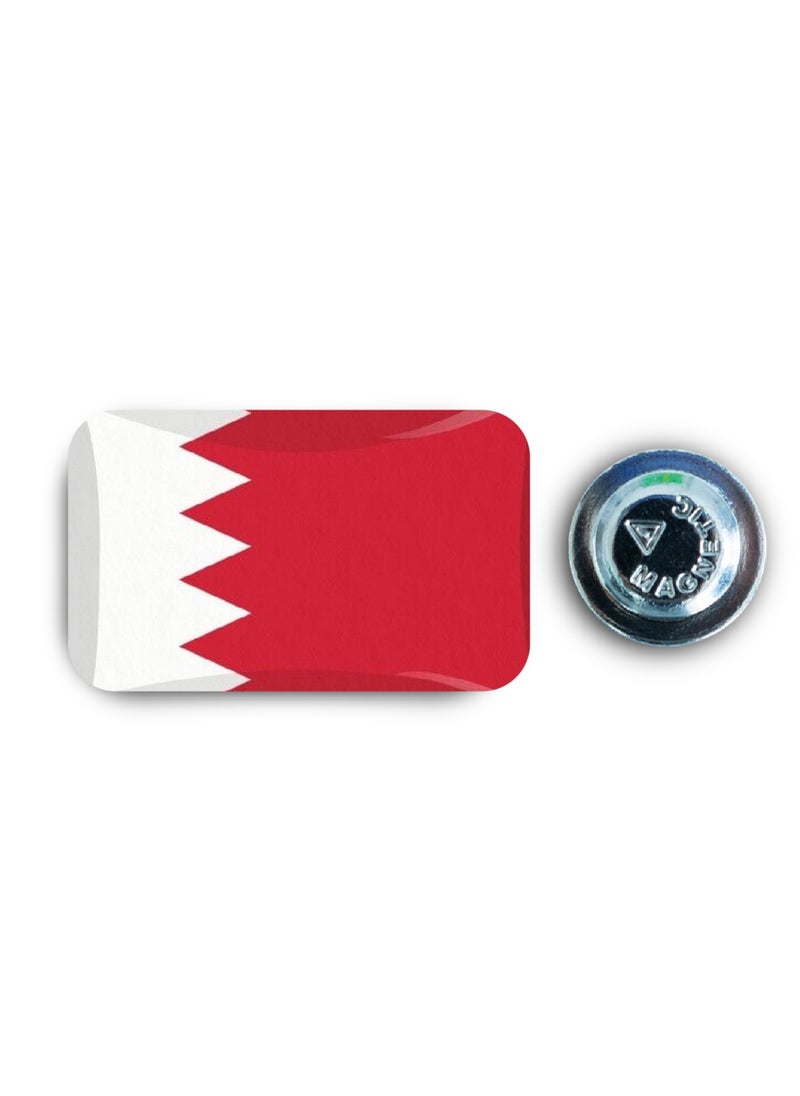 971MEDIA Bahrain Flag - Metal Badge Epoxy Coated with Magnetic Pin that Doesn't Tear Clothes  - Image 1