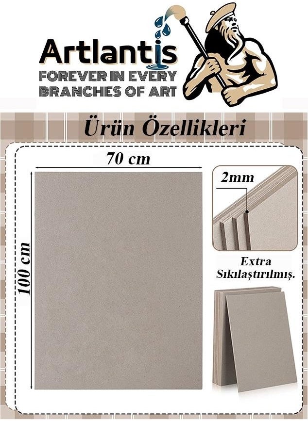 Artlantis - Cardboard Gray 2 mm 70X100 cm 10 Pieces Hard Cardboard Extra Compressed 70*100 Cardboard Gray Color 10 Pieces - Image 1