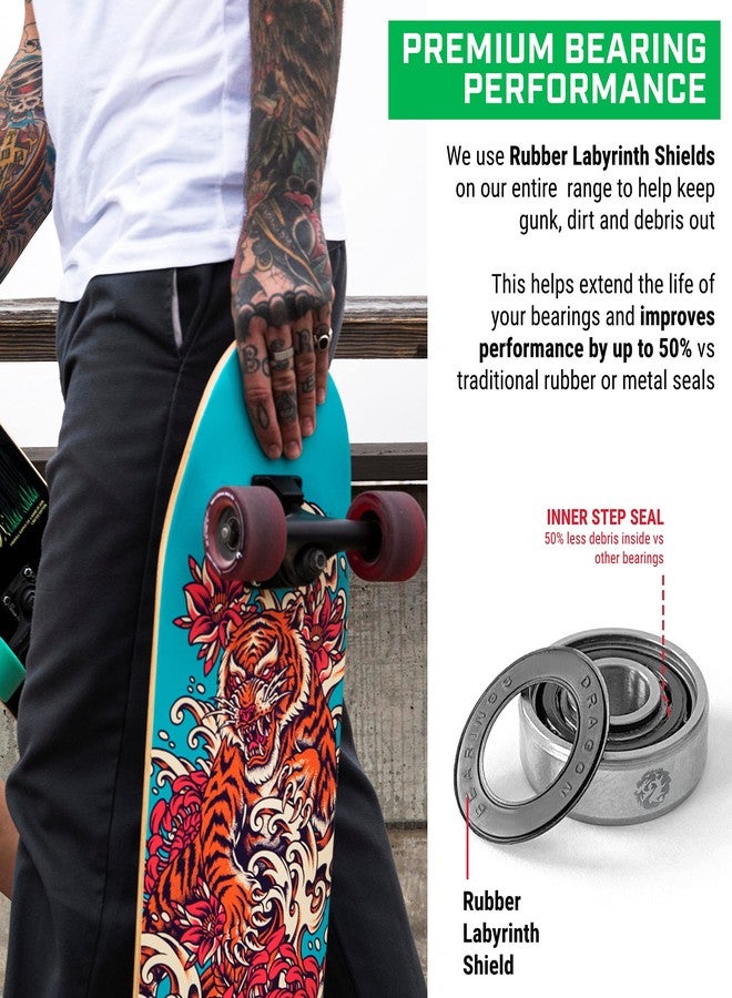 Fireball Dragon Skateboard Bearings Set (8 Pack) - 608 Longboard Bearings for Skateboard Inline & Roller Skate - Fast All Weather Bearings with Dual Labyrinth Shields - Guaranteed for Life (Endure) - Image 5