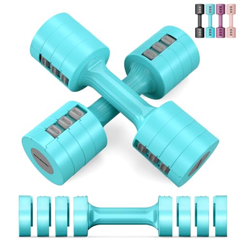 EAST MOUNT Adjustable Dumbbells 5 lb Dumbbells Set of 2 / Pair 10 lb Total Free Weights 6 in 1 Women Hand Weights for Home,Office,Gym Exercise Training 2lb 3lb 4lb 5lb Fast Adjust - Image 1