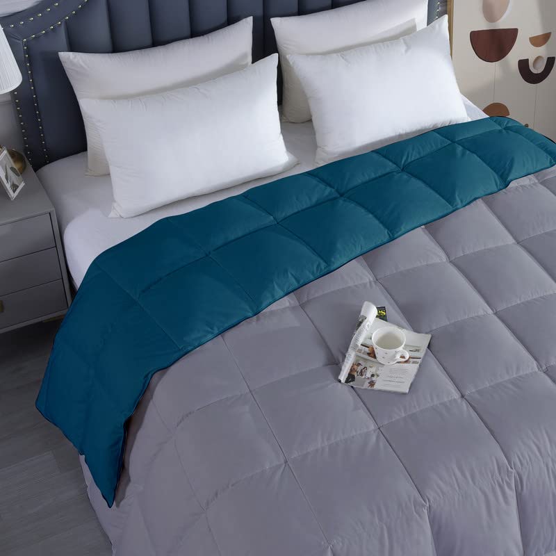 Razzai MammaYo Razzai Down Alternative Soft Quilted 300 GSM All Weather Comforter (60" x 90" Inches/152cm x 228cm) - Single Bed Comforters|Silver/Teal - Image 4