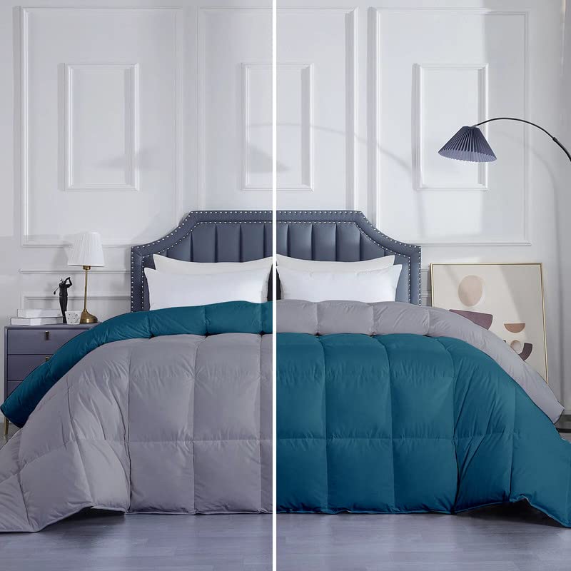Razzai MammaYo Razzai Down Alternative Soft Quilted 300 GSM All Weather Comforter (60" x 90" Inches/152cm x 228cm) - Single Bed Comforters|Silver/Teal - Image 1