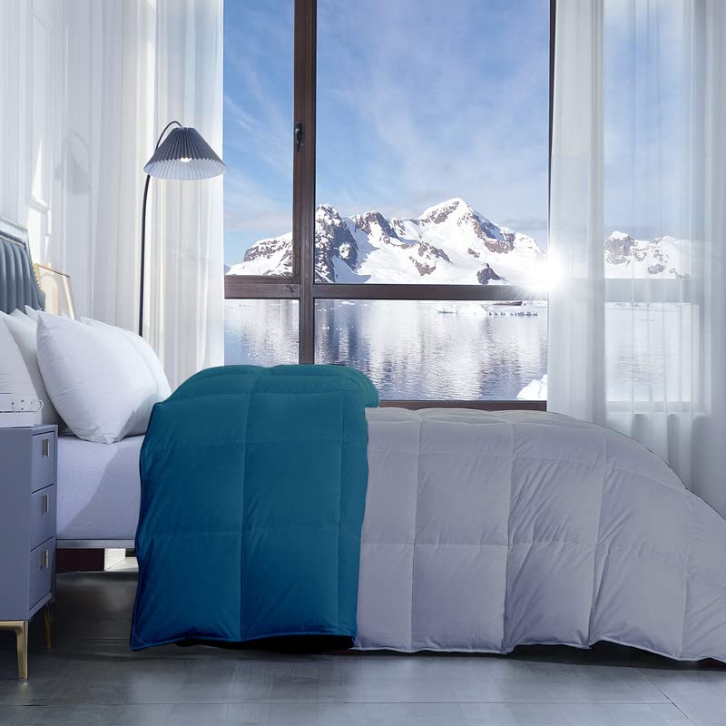 Razzai MammaYo Razzai Down Alternative Soft Quilted 300 GSM All Weather Comforter (60" x 90" Inches/152cm x 228cm) - Single Bed Comforters|Silver/Teal - Image 3